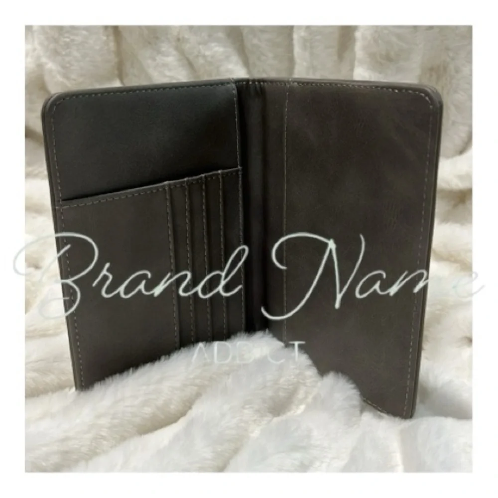 Gray Basic Faux Leather USA Passport Wallet - Picture 2 of 3